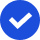 Rounded blue icon with transparent checkmark